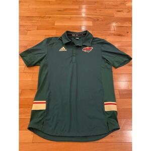 Adidas Minnesota Wild Polo Jersey Mens Small NHL Adidas Coach‎ Travel Shirt